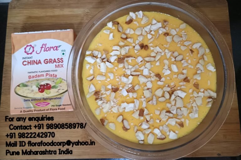 Flora China Grass Mix Badam Pista Flavour dessert mix for making creamy almond pista jelly dessert